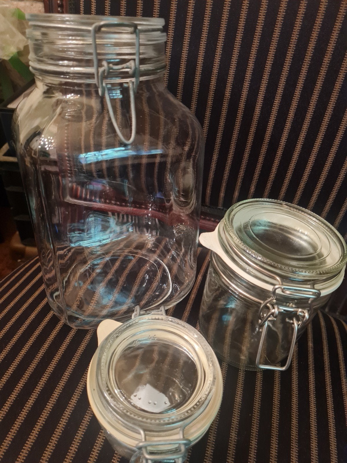 3 leuke glazen  klempotten, Ophalen, Gebruikt, Overige merken, Klassiek