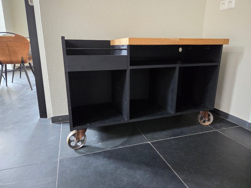 Kastje voor platenspeler, Ophalen, 100 tot 150 cm, Eikenhout, Zo goed als nieuw