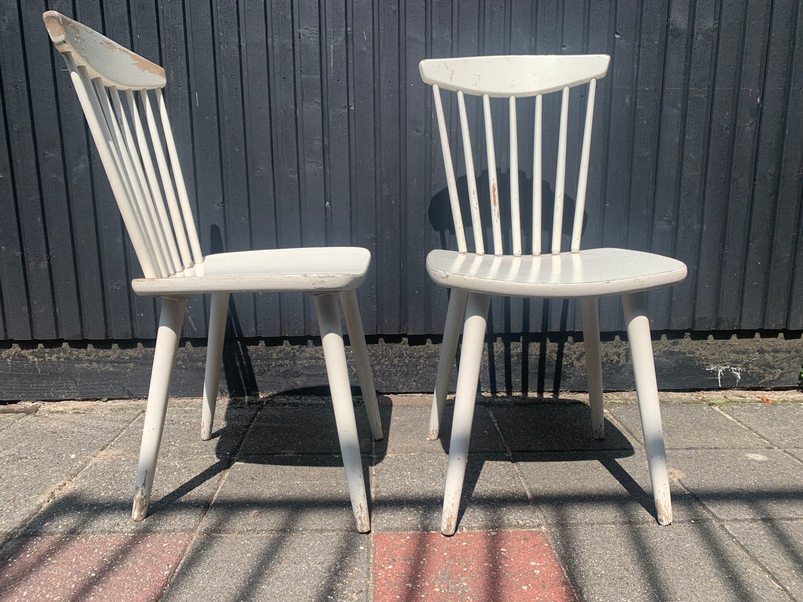 Edsby verken stoel 2x wit heeft wat liefde nodig vintage, Ophalen, Gebruikt, Twee, Wit
