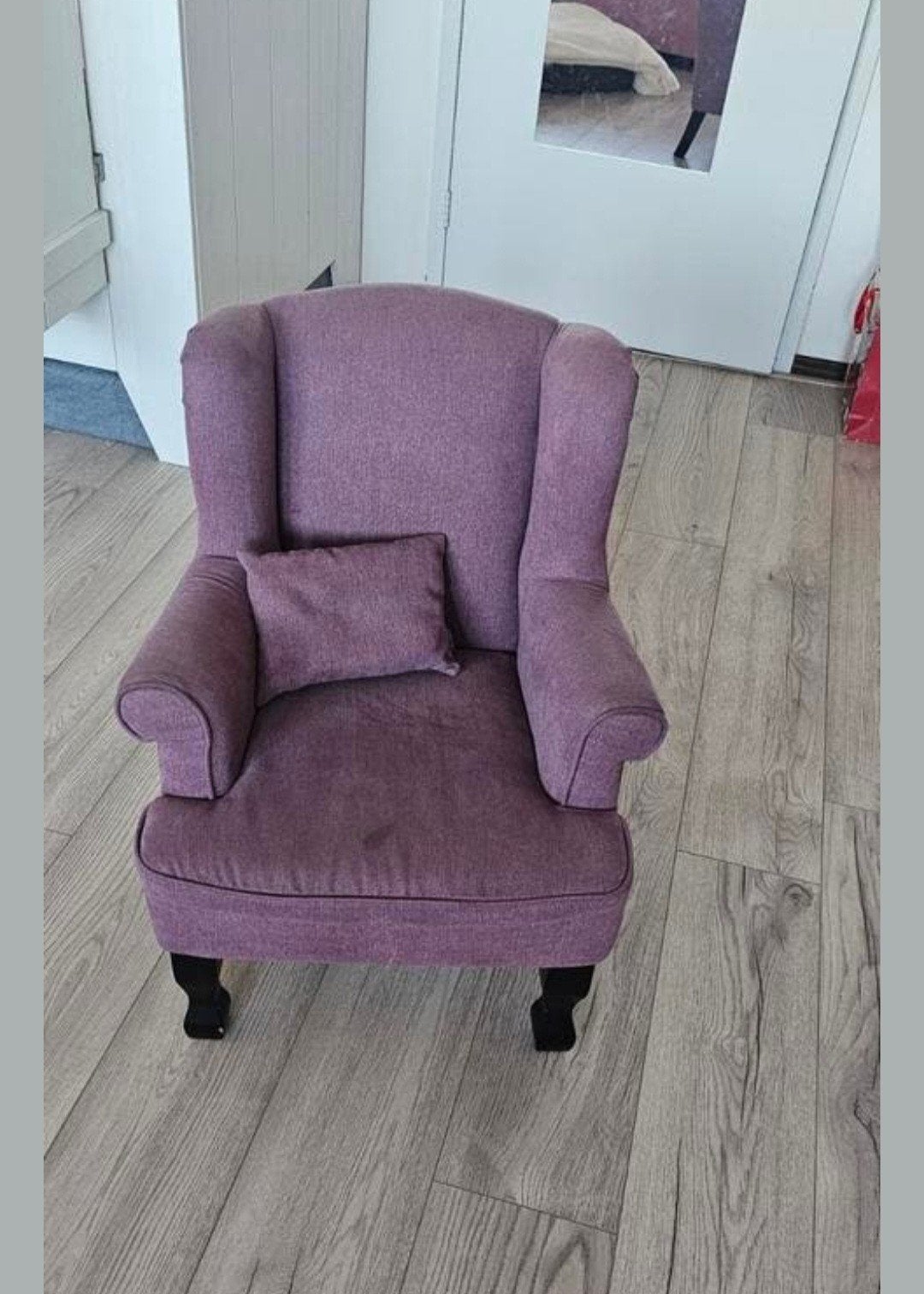 Paars/roze kinderfauteuil in goede staat, Ophalen, Gebruikt