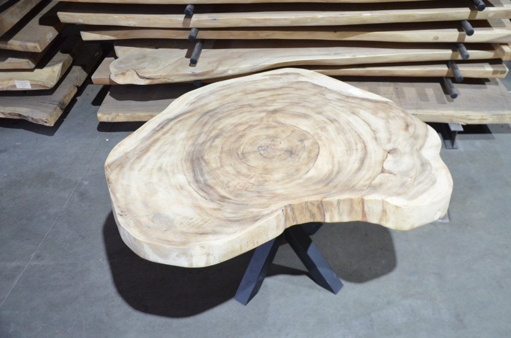 Suar boomstamtafel- 145- 150 cm-BT174, Overige houtsoorten, Nieuw, Ophalen of Verzenden, Vijf personen of meer
