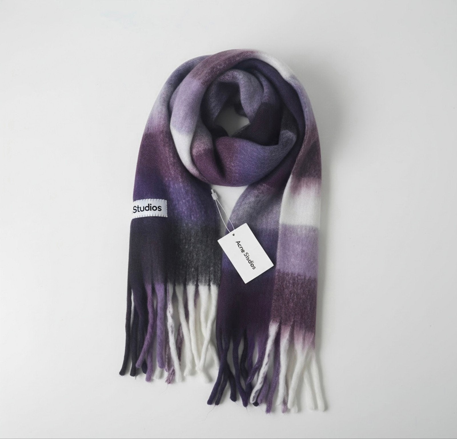 Acne Studios Geruite Sjaal - Paars/Grijs/Wit, Acne Studios, Ophalen of Verzenden, Zo goed als nieuw, Sjaal