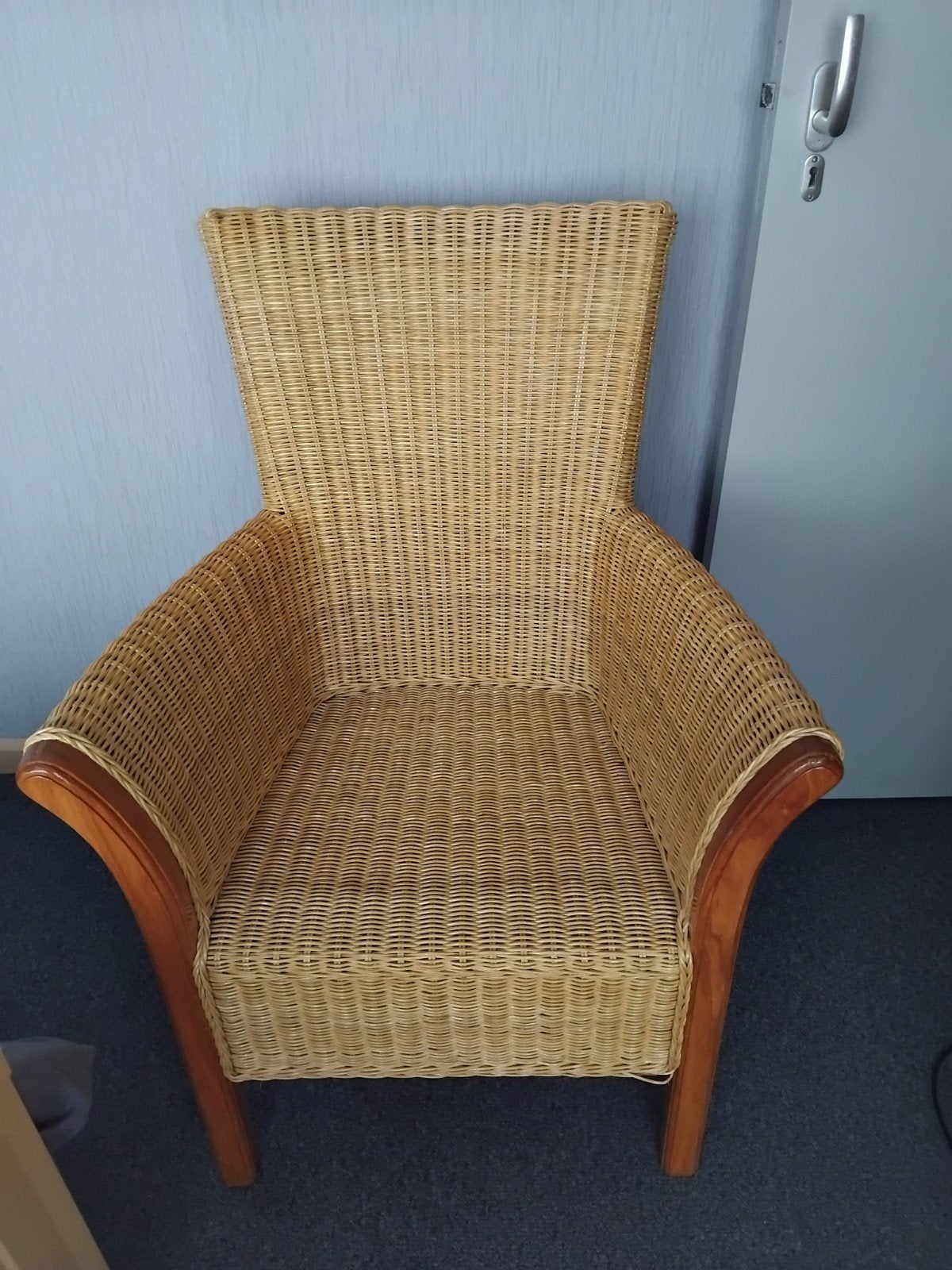 Rotan stoel met houten frame, Ophalen, Gebruikt, Overige kleuren, Landelijk, Natuurlijk