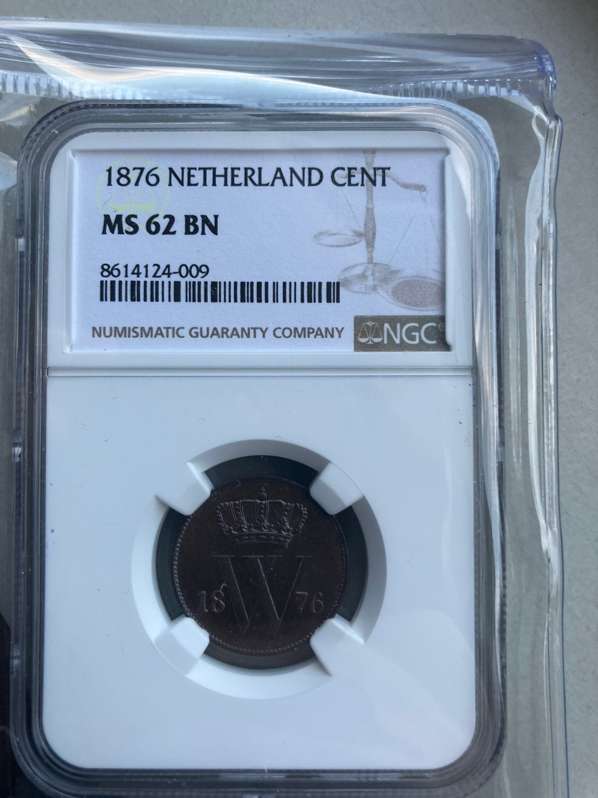 1 cent 1876 Nederland ( NGC), Ophalen of Verzenden, Koning Willem III, 1 cent, Losse munt