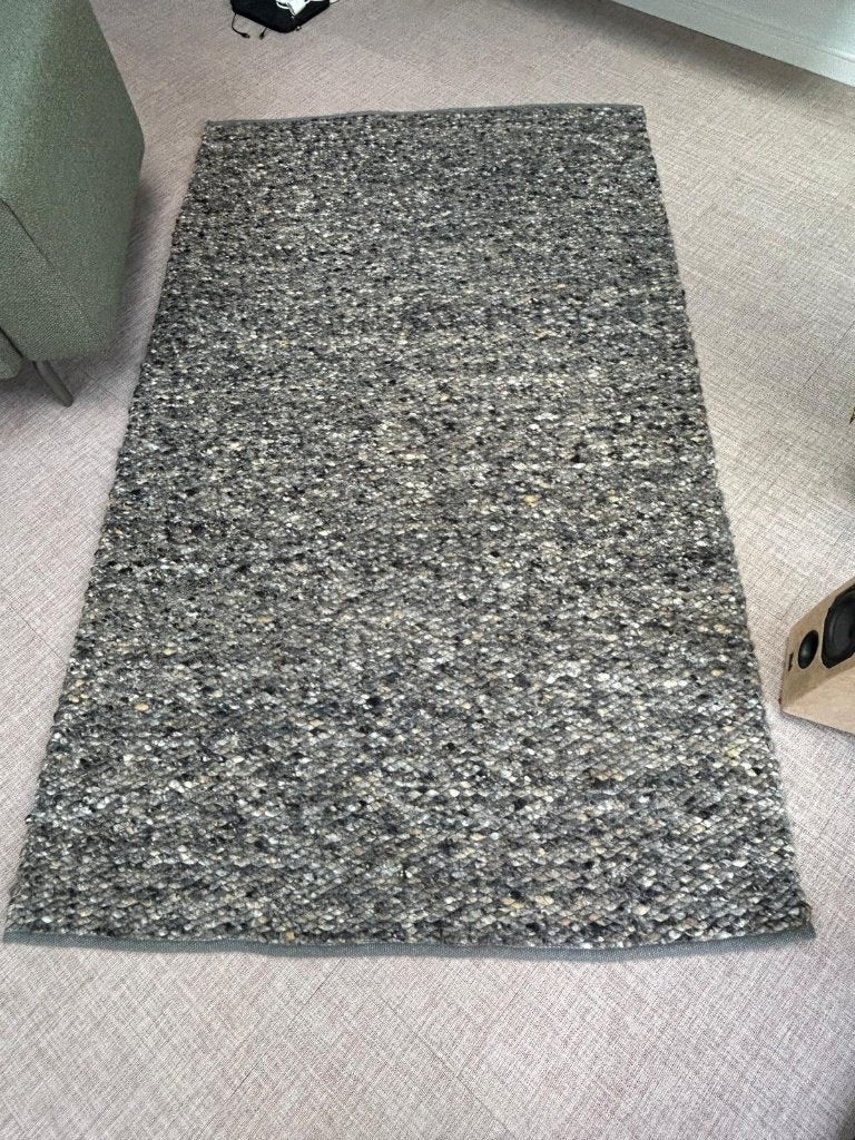 mooi grijs wollen vloerkleed, Ophalen, 100 tot 150 cm, 200 cm of meer, Zo goed als nieuw