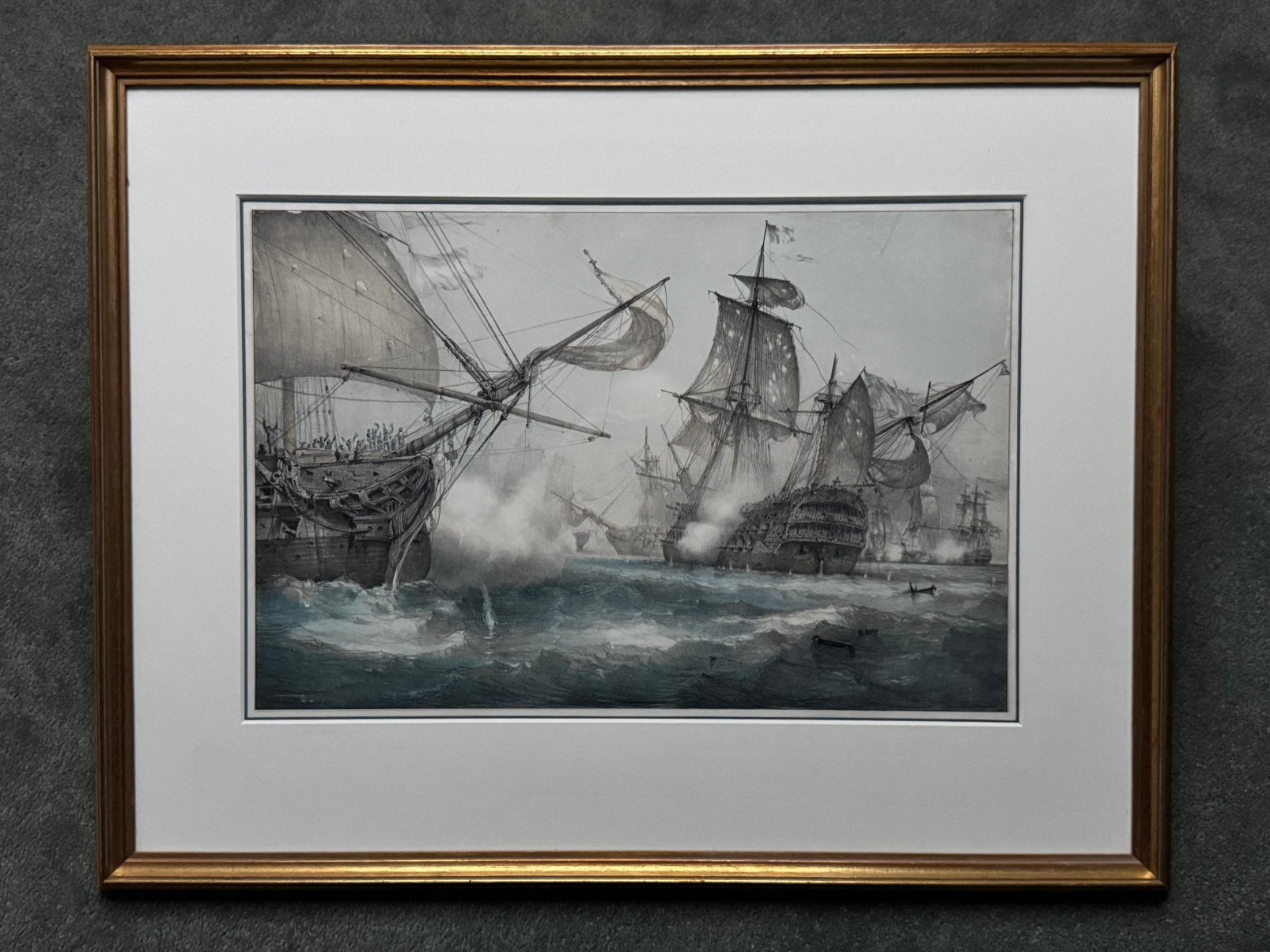 GRAVURE / MAKER ONBEKEND / MOGELIJK OMGEVING H. KOBELL JR., Ingelijst, 1800 - 1899, Militair, Ophalen of Verzenden