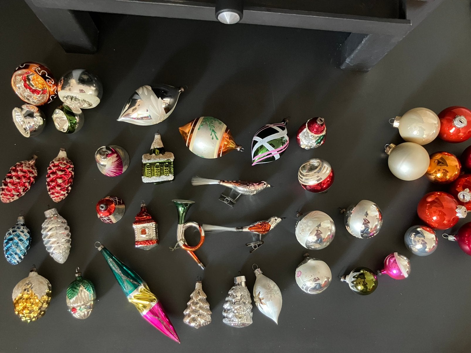 Antieke vintage kerstballen 1950-1960 figuur en vogels, Diversen, Ophalen, Gebruikt