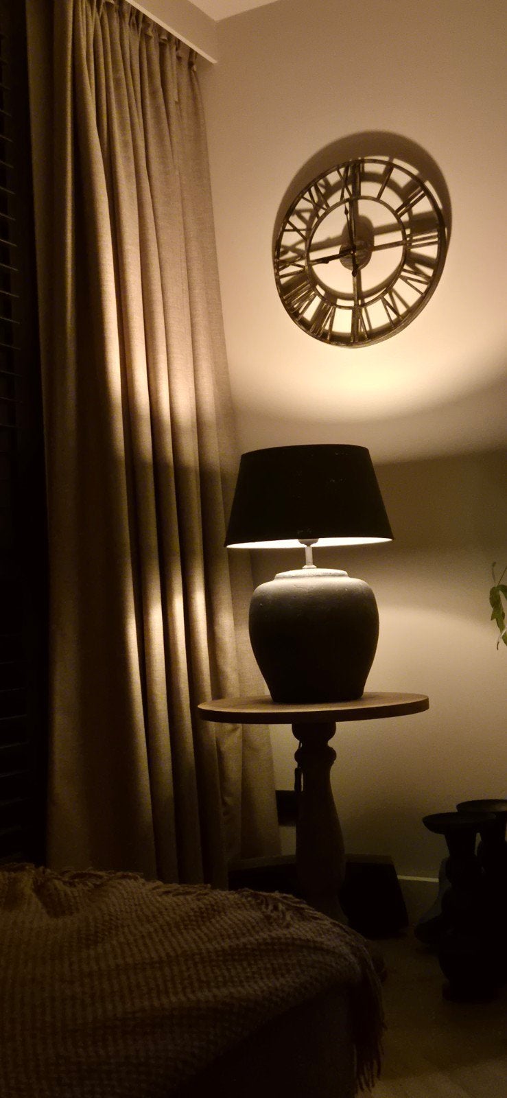 Set kruiklampen grijs met antraciet kap. € 50 p.stuk, Huis en Inrichting, Ophalen, Zo goed als nieuw, Steen/keramiek