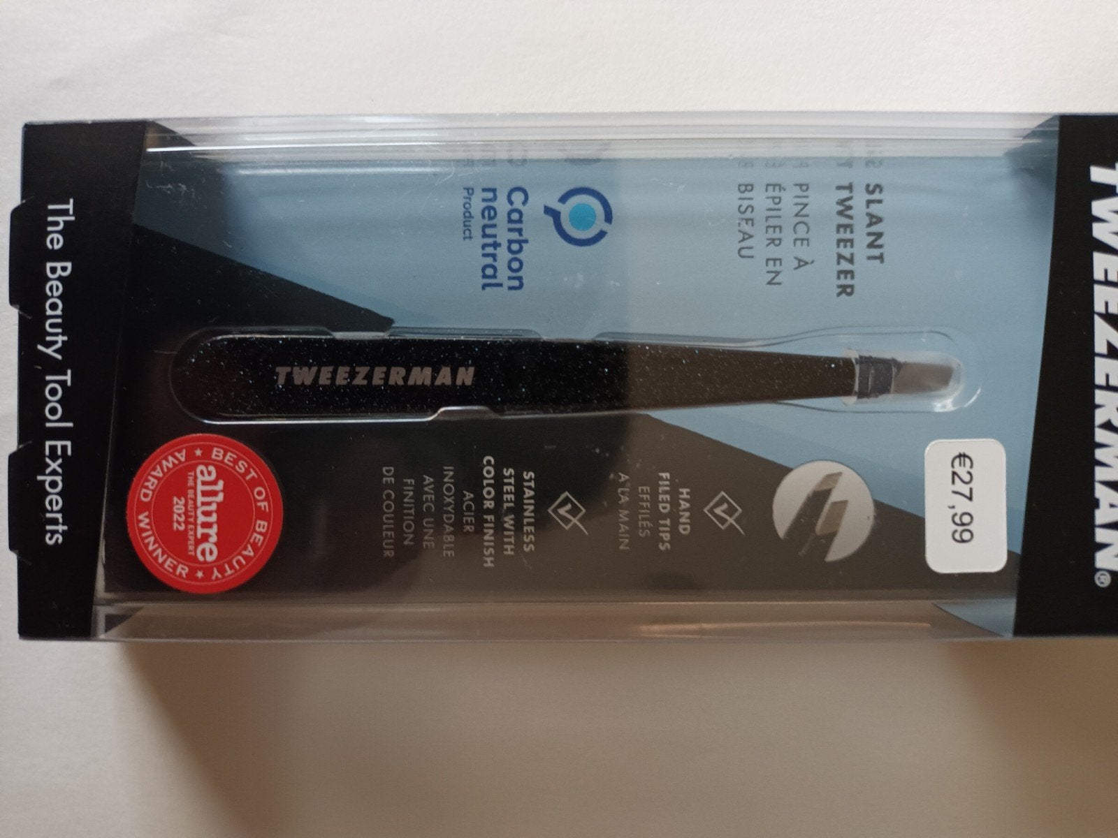TWEEZERMAN Slant Tweezer - Zwarte epileerpincet, Ophalen of Verzenden, Nieuw, Overige typen