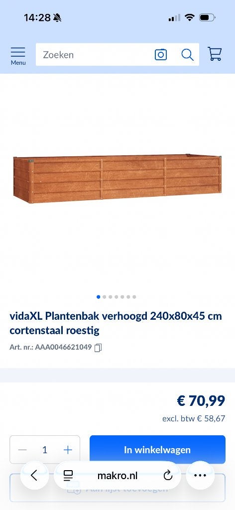 Verhoogde plantenbak Cortenstaal, Tuin en Terras, Ophalen, 100 cm of meer, Nieuw, Balkon