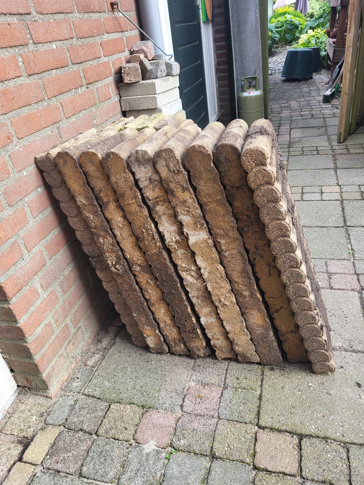 12x betonnen palissade borderranden, Ophalen, Gebruikt, Minder dan 100 cm, 25 tot 50 cm