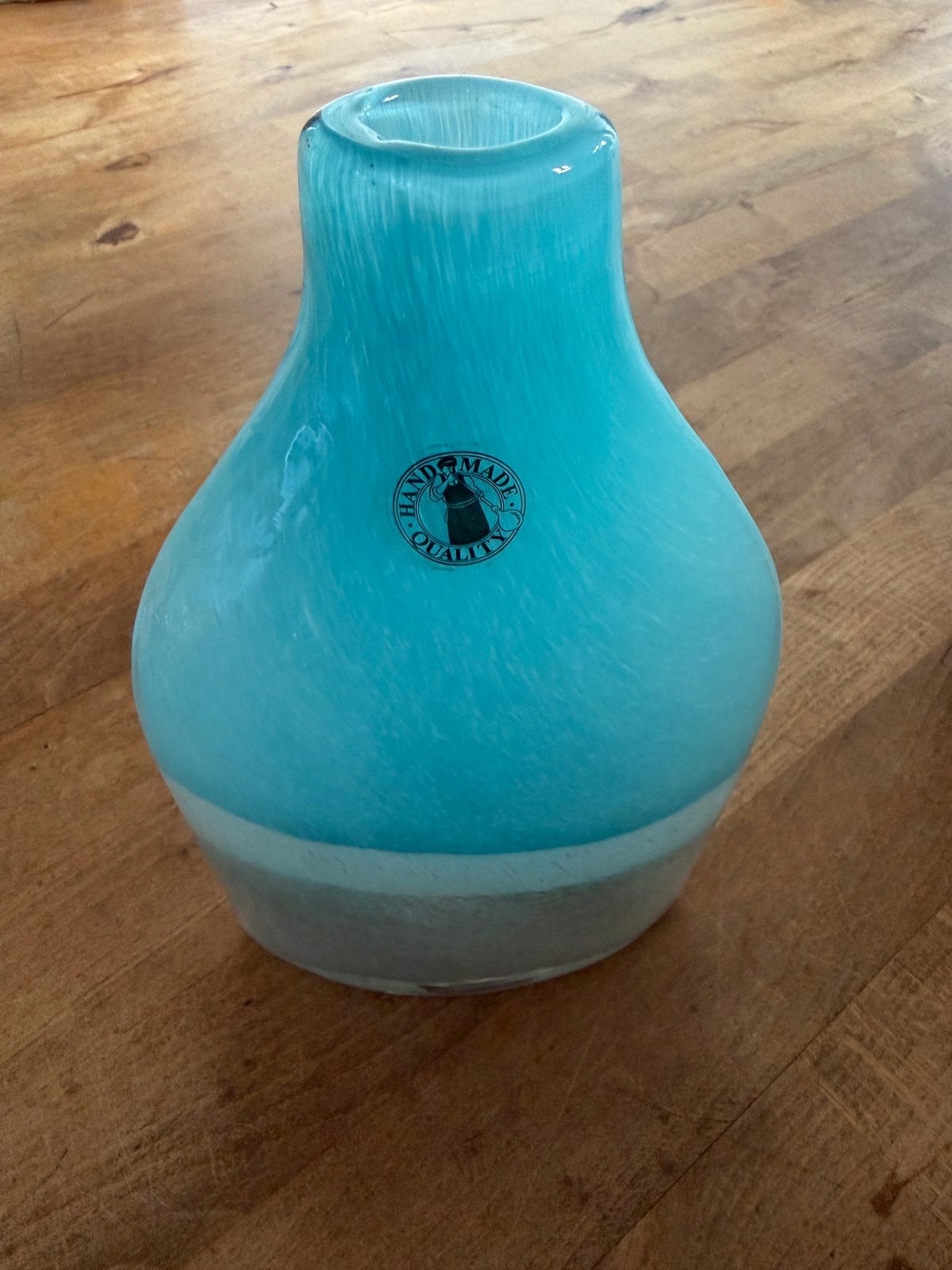 Vintage IKEA Salong vaas – turquoise glas – Johanna Jelinek, Ophalen, Handgemaakt, Blauw, Glas
