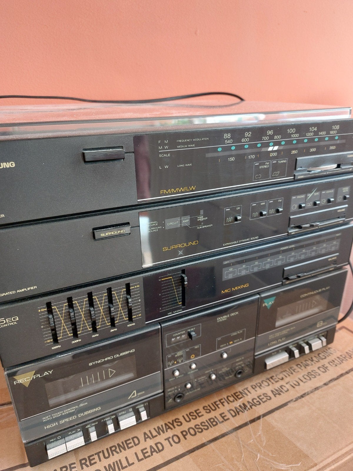 Vintage Samsung Stereo Muziekinstallatie met Platenspeler, Audio, Tv en Foto, Stereo-sets, Gebruikt, Cassettedeck, Tuner of Radio