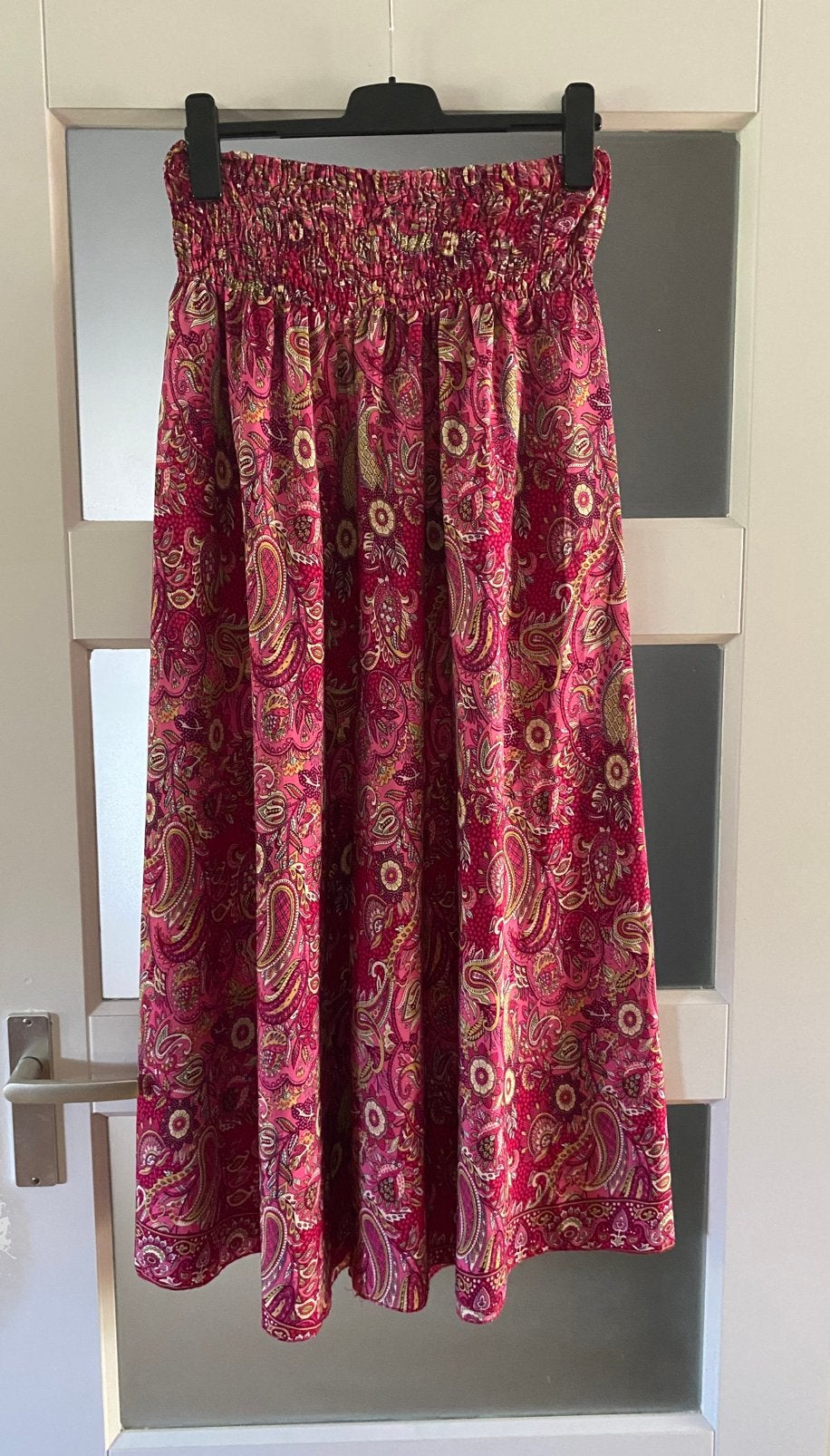 Boho wijde broek | Ibiza style | paisley pront, Maat 38/40 (M), Ophalen of Verzenden, Zo goed als nieuw, Roze
