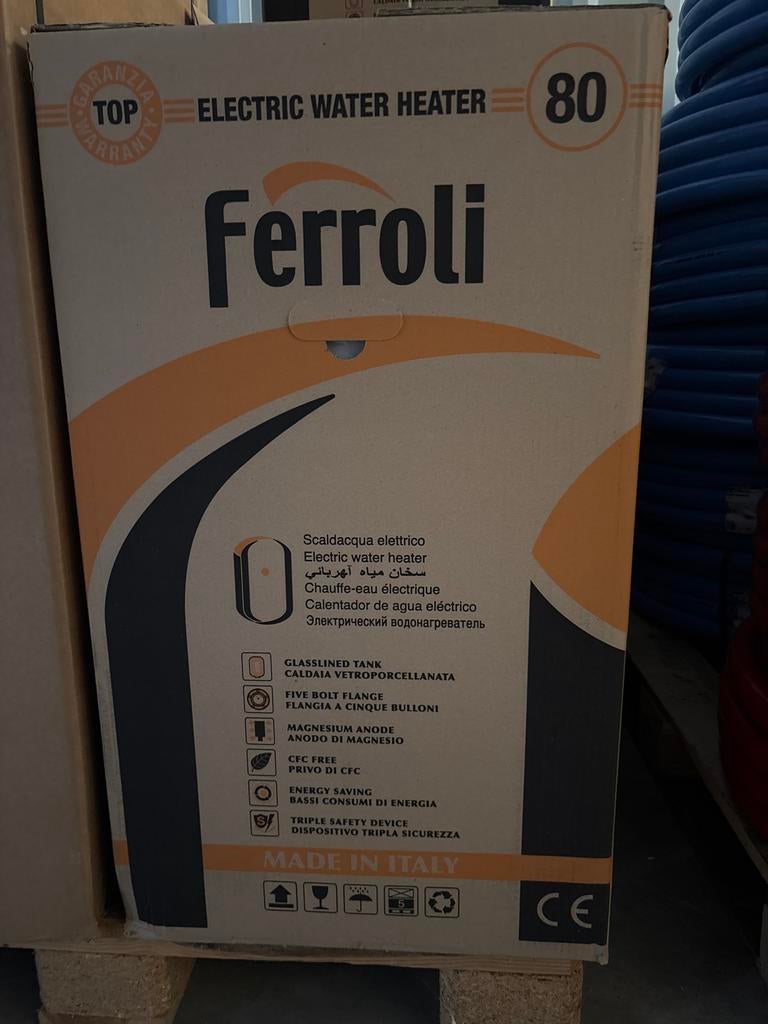 Ferroli  80L Elektrische Boiler - Nieuw in Doos (op=op), 20 tot 100 liter, Nieuw, Minder dan 3 jaar oud, Boiler