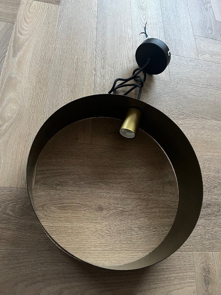 Industriële ronde plafondlamp zwart, Huis en Inrichting, Nieuw, 35 cm, Industrieel, Hanglamp