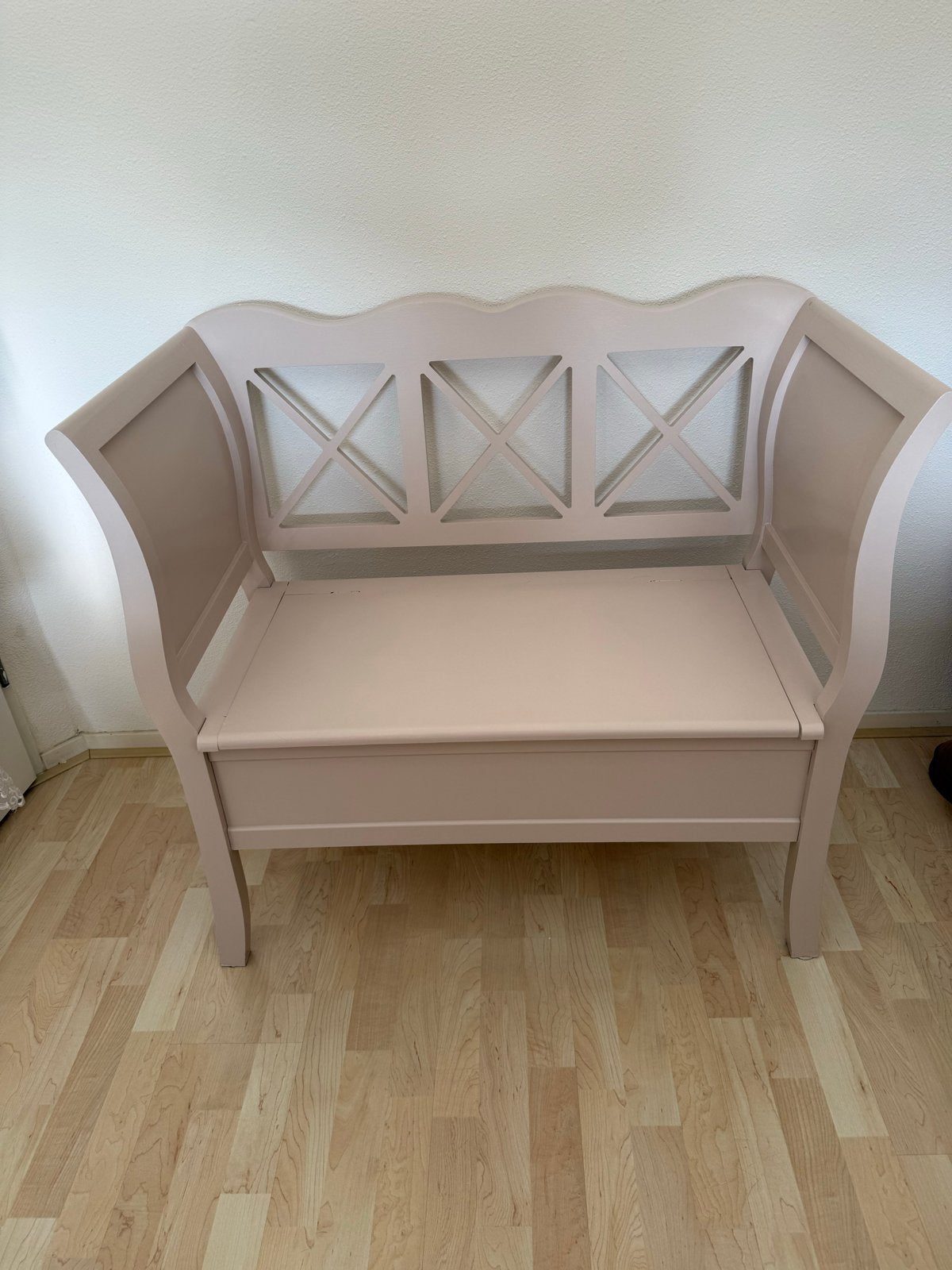 Roze klepbankje met opbergruimte - ideaal voor kinderkamer/h, Huis en Inrichting, Ophalen, Gebruikt, Overige kleuren, Eén