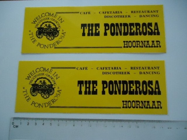 sticker oud HOORNAAR The Ponderosa disco dancing cafe bar, Verzenden, Zo goed als nieuw, Bedrijf of Vereniging