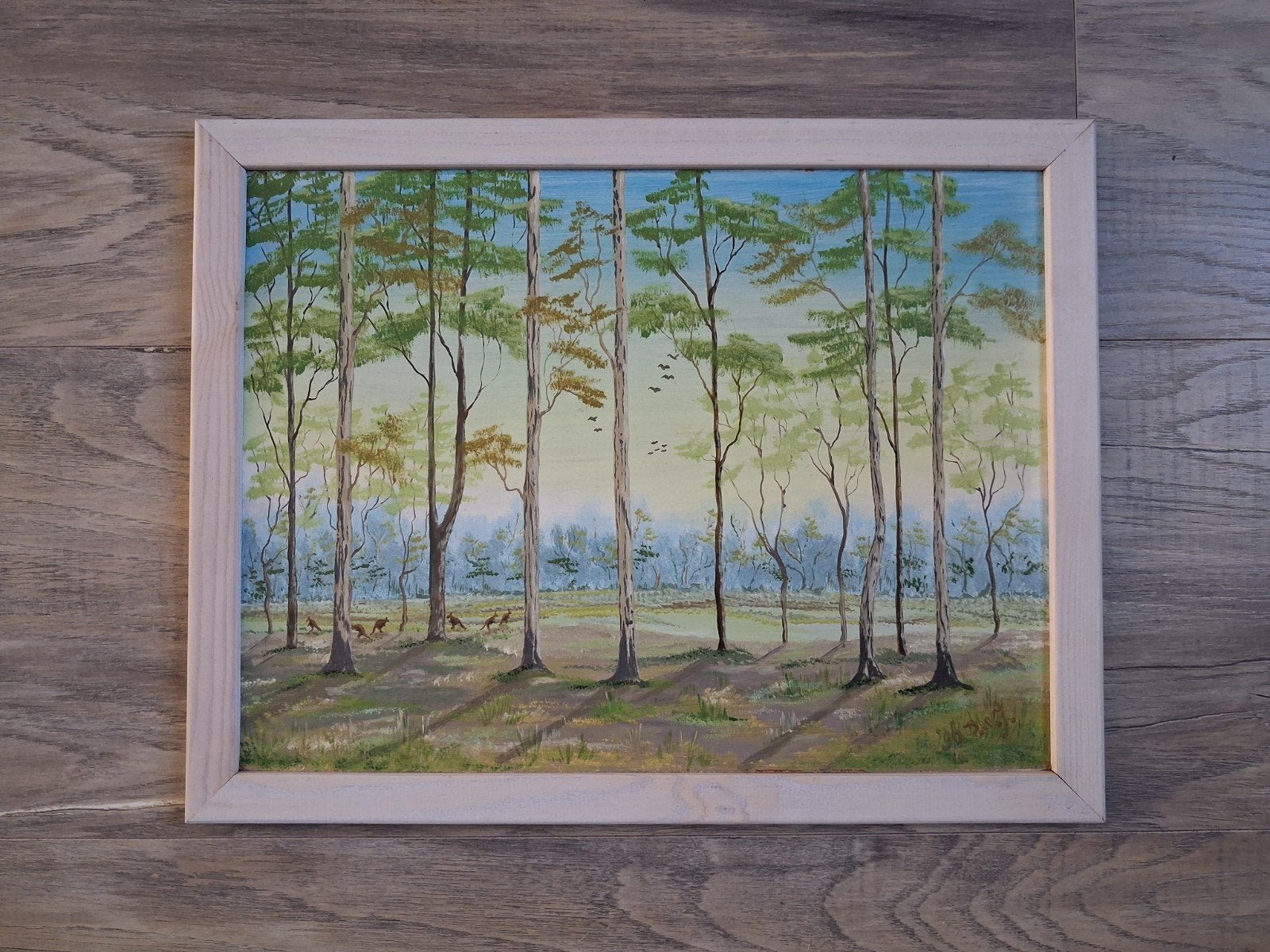 Schilderij # Kangoeroes in het bos, Paneel, Realistisch, Dieren, Ophalen of Verzenden