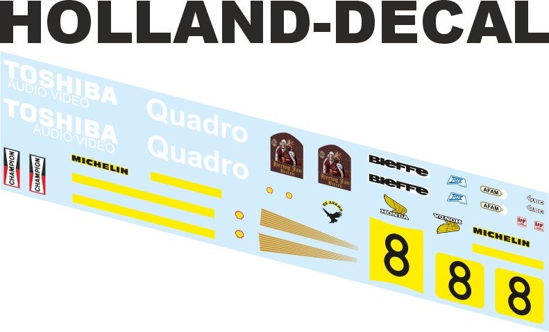 Decals Honda RS500 Toshiba Boet van Dulmen 1/12, Overige merken, Nieuw, Ophalen of Verzenden, Groter dan 1:32