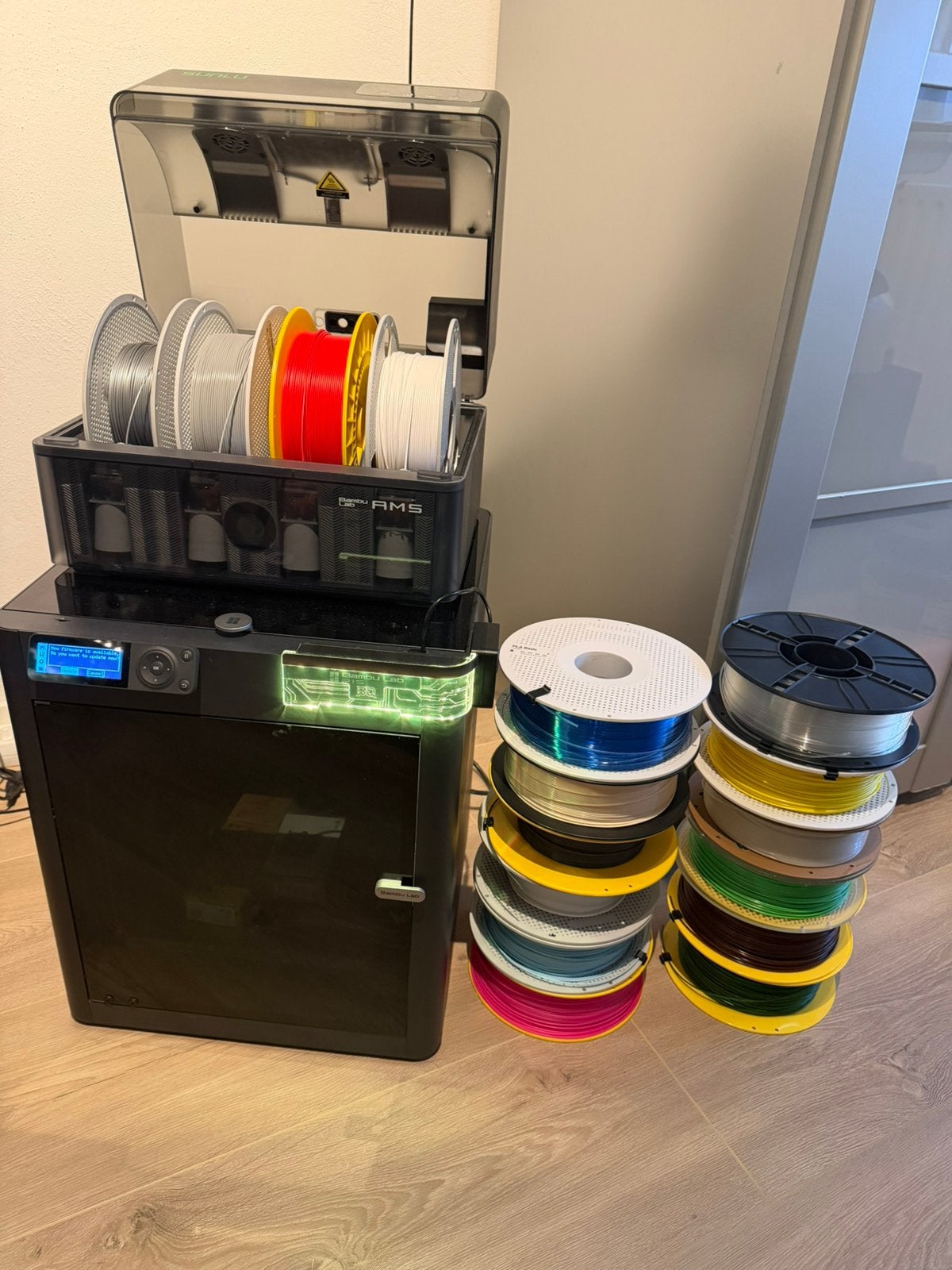 Bambu Lab P1S - AMS - filament droger– Upgraded + 16 rollen, Computers en Software, 3D Printers, Ophalen, Ingebouwde Wi-Fi, Bambu labs