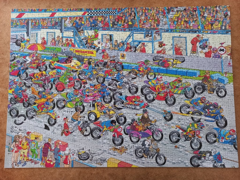 jan van haastere Motorrace, Ophalen of Verzenden, 500 t/m 1500 stukjes, Gebruikt, Legpuzzel