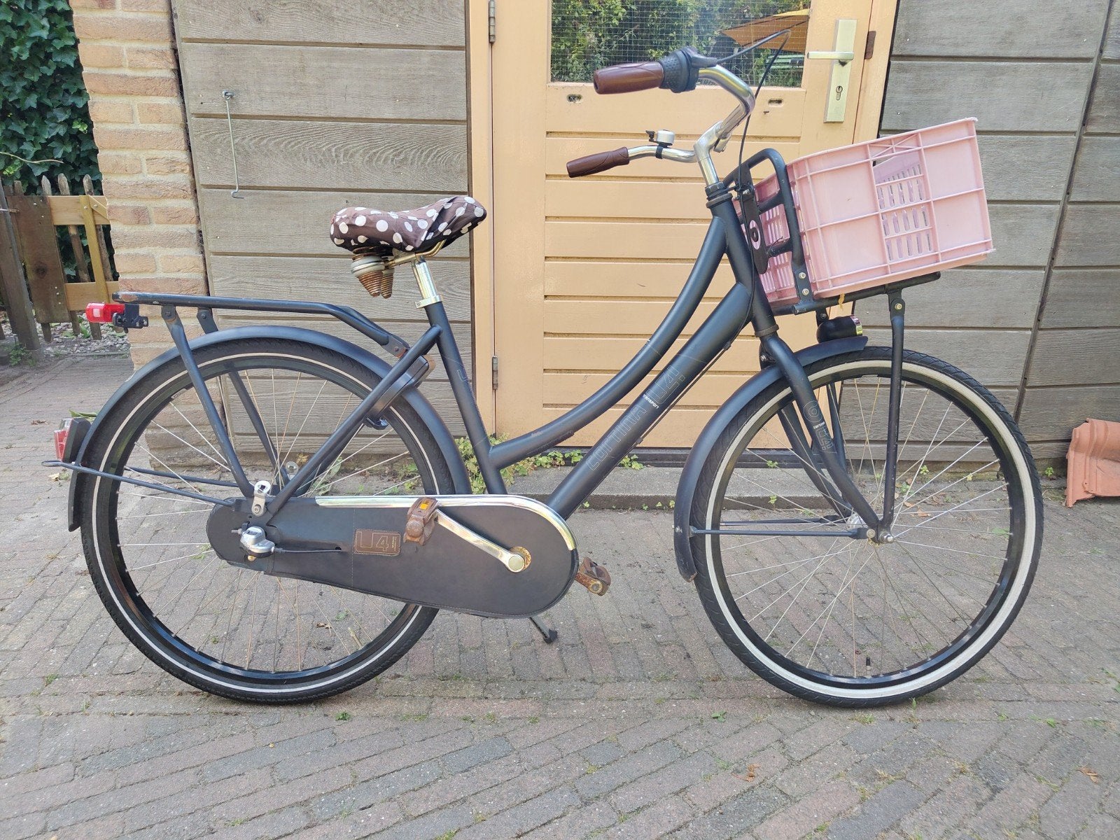 Donkerblauwe Cortina Transport U4 meisjesfiets 26 inch, Terugtraprem, Gebruikt, Cortina U4 transportfiets, Versnellingen