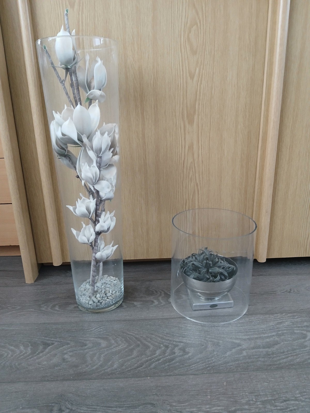 glazen vazen set met decoratie 1 is van Riverdale, Ophalen, Transparant, Inclusief decoratie, Glas