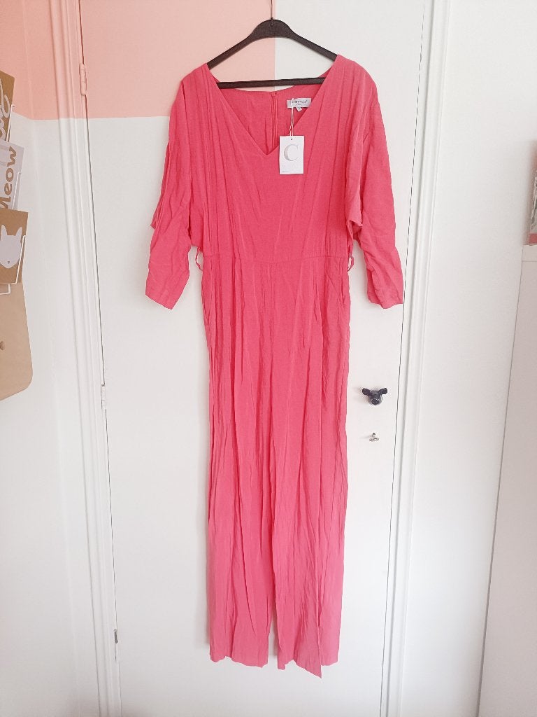 Roze Cottonade jumpsuit - vintage inspired, Kleding | Dames, Verzenden, Maat 42/44 (L), Zo goed als nieuw, Cottonade