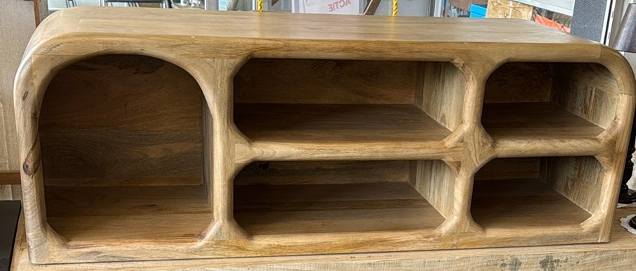 Tv-meubel Flinstone massief mango hout, Ophalen, 100 tot 150 cm, Kringloopehb41@ hotmail.com, Minder dan 100 cm