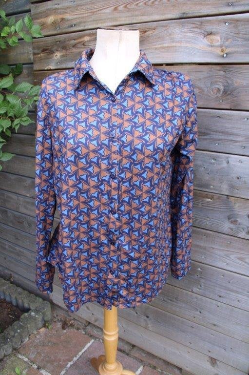 Blouse bruin/ blauw Chastar mt L/XL Vaste prijs, Blauw, Chastar, Maat 46/48 (XL) of groter, Ophalen of Verzenden
