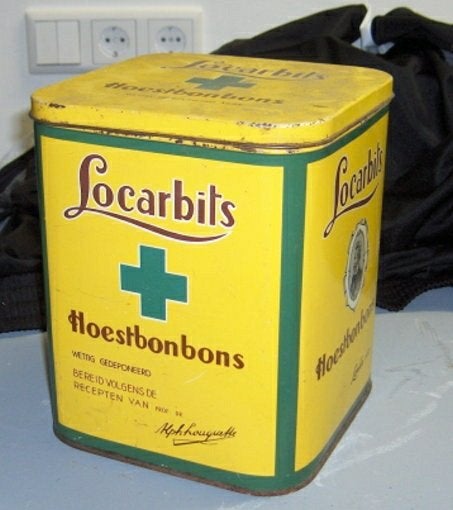 Gratis verzonden Oude trommel Locabits hoestbonbons, Verzenden, Gebruikt, Reclamebord