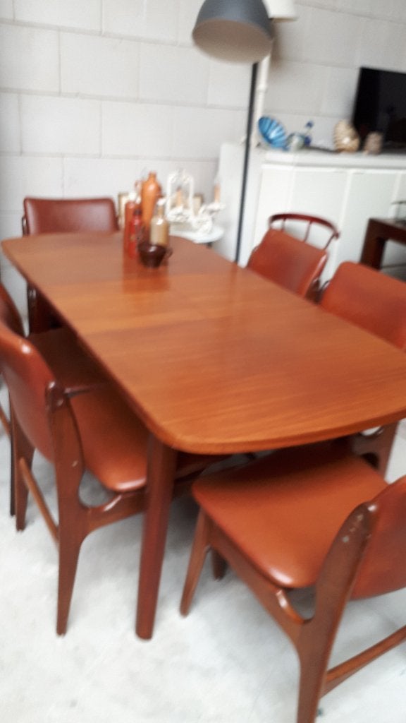 Vintage Teakhouten Eettafel met Uitschuifbaar Blad, Ophalen, Vintage, Mid-century modern, Teakhout, 50 tot 100 cm