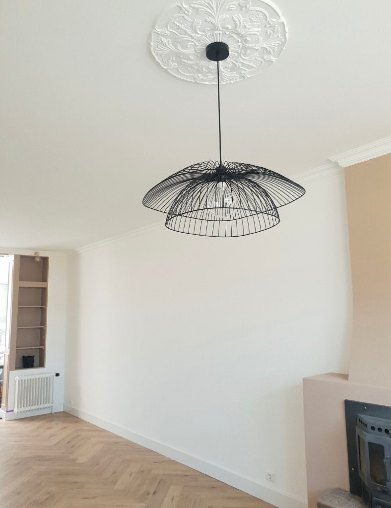 Hanglamp zwart, Ophalen of Verzenden, Zo goed als nieuw, E27 (groot)