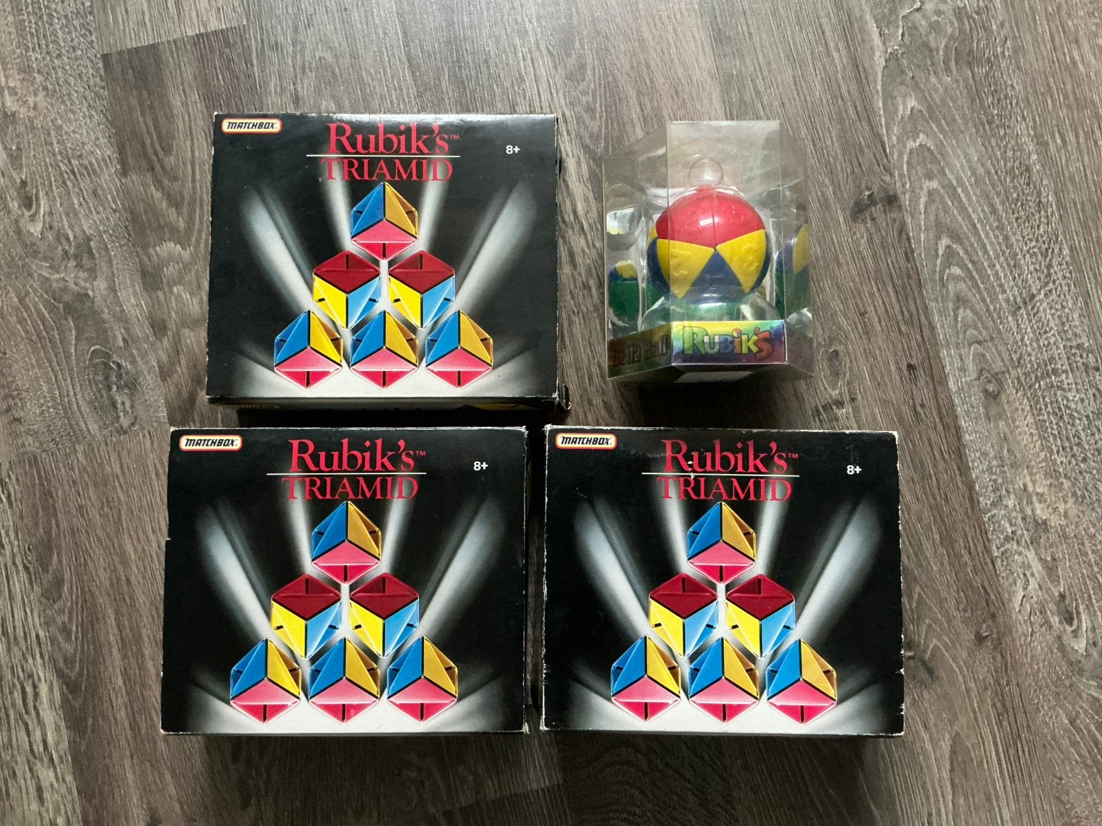 Drie originele Rubik’s Triamid en een Rubik’s Delta Ball, Ophalen of Verzenden, Minder dan 500 stukjes, Zo goed als nieuw