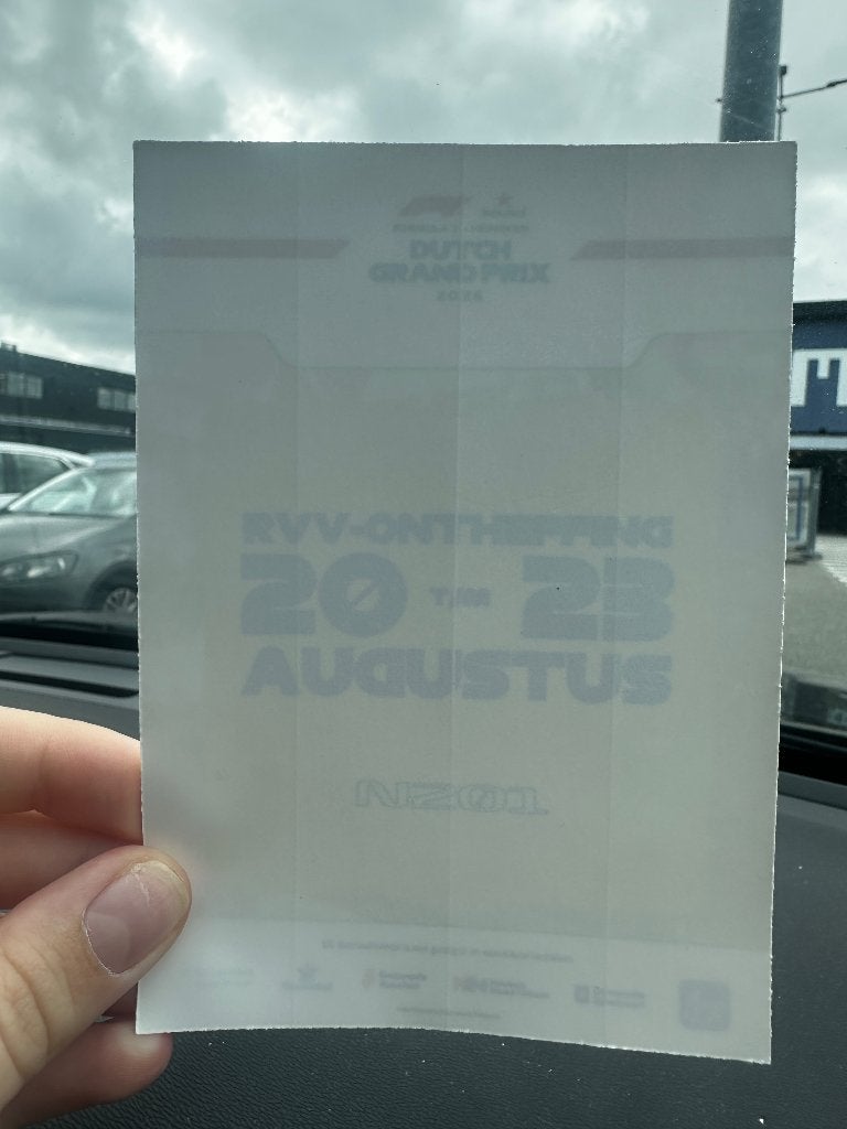Doorlaatbewijs F1 + GRATIS parkeerplek Traffic pass, Eén persoon, Meerdaags