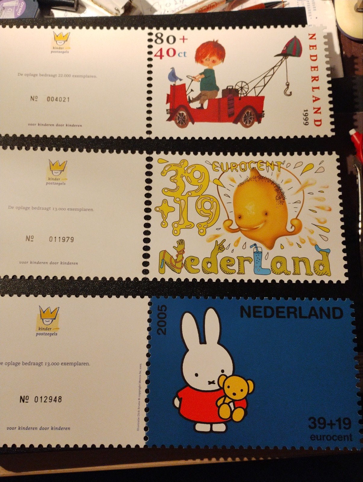 Serie van zes Kinderpostzegel Bedankkaarten., Postzegels en Munten, Ophalen of Verzenden