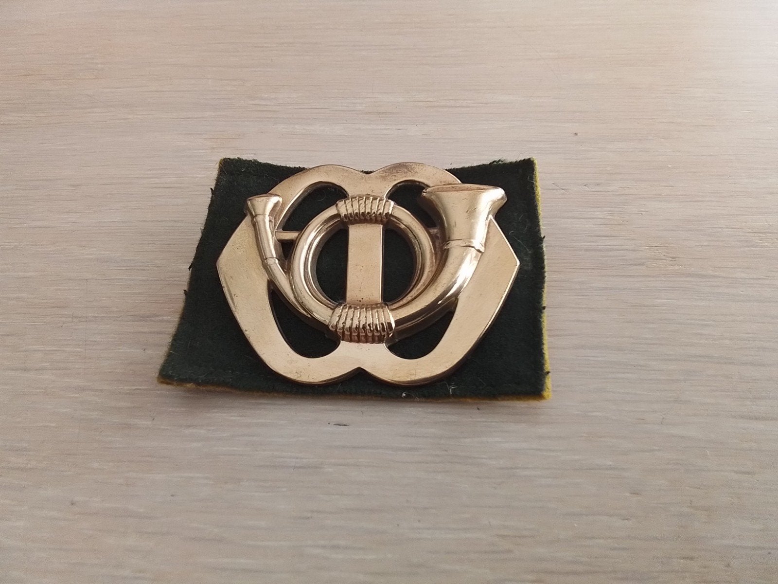 GARDE JAGERS BARET EMBLEEM / BADGE GROENE ONDERGROND STOF, Ophalen, Landmacht, Nederland, Embleem of Badge