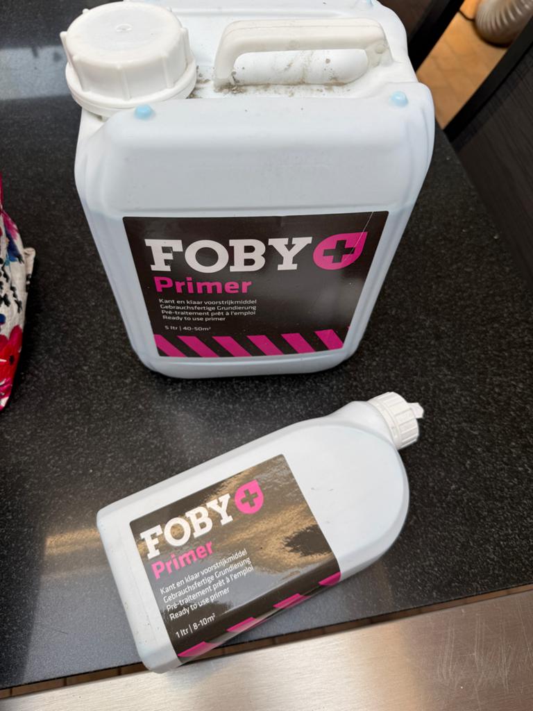FOBY Primer - 5 liter en 1 liter voorstrijkmiddel, 5 tot 10 liter, Wit, Nieuw, Ophalen of Verzenden
