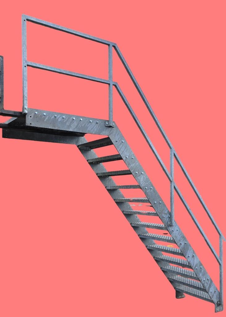 Verzinkte gegalvaniseerde bordestrap plateautrap stalen trap, Doe-het-zelf en Verbouw, Ladders en Trappen, Ophalen, Gebruikt, Trap