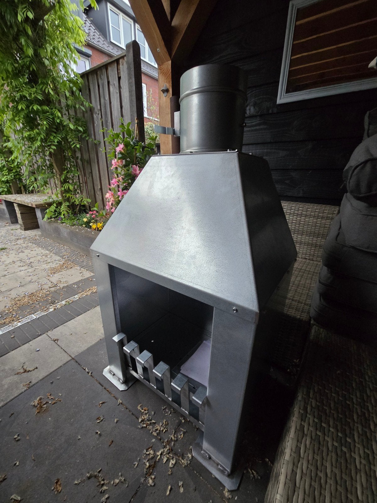 Gegalvaniseerde buitenhaard / tuinhaard, Ophalen, Zo goed als nieuw