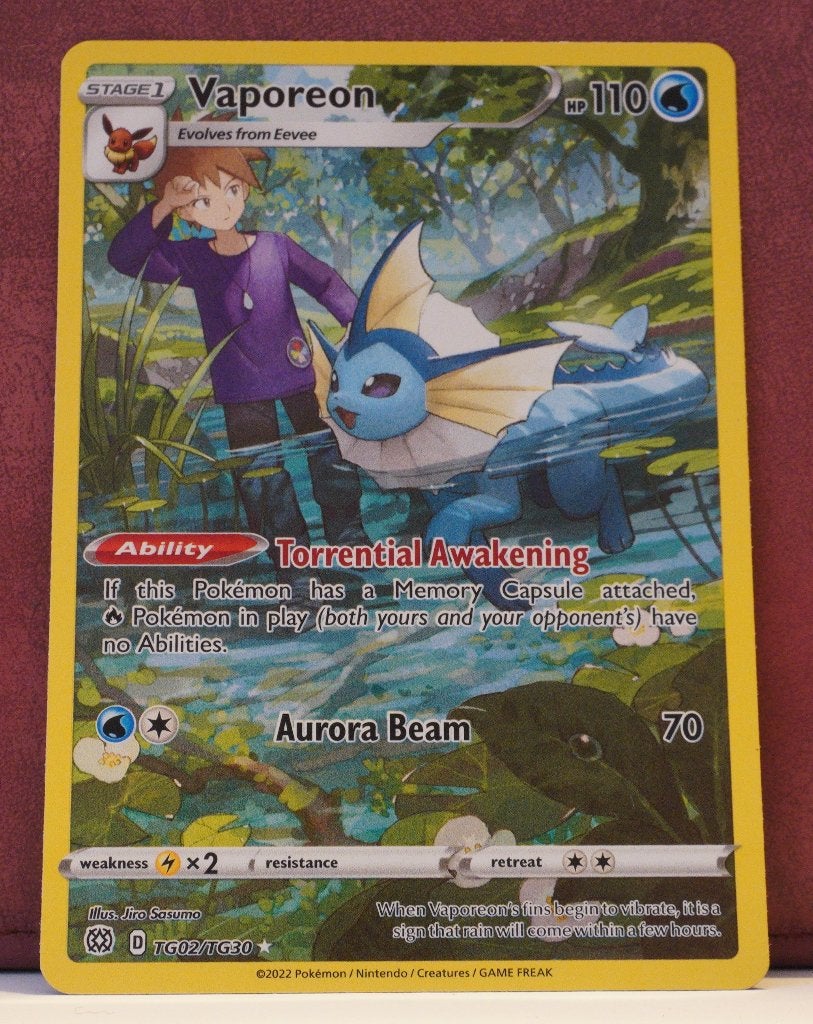 Vaporeon Gallery Art TG02/TG30 Brilliant Stars Pokémon Kaart, Verzenden, Nieuw, Losse kaart