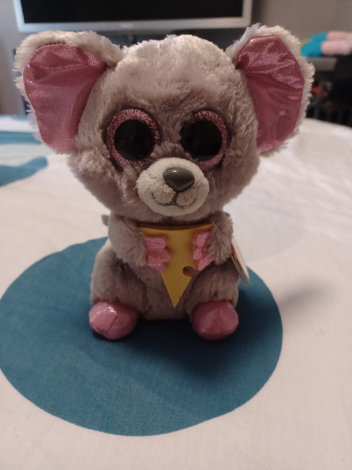 Ty Beanie Boo Muis met Kaas - Knuffel, Ophalen, Muis, Grijs, Klein (minder dan 20 cm)