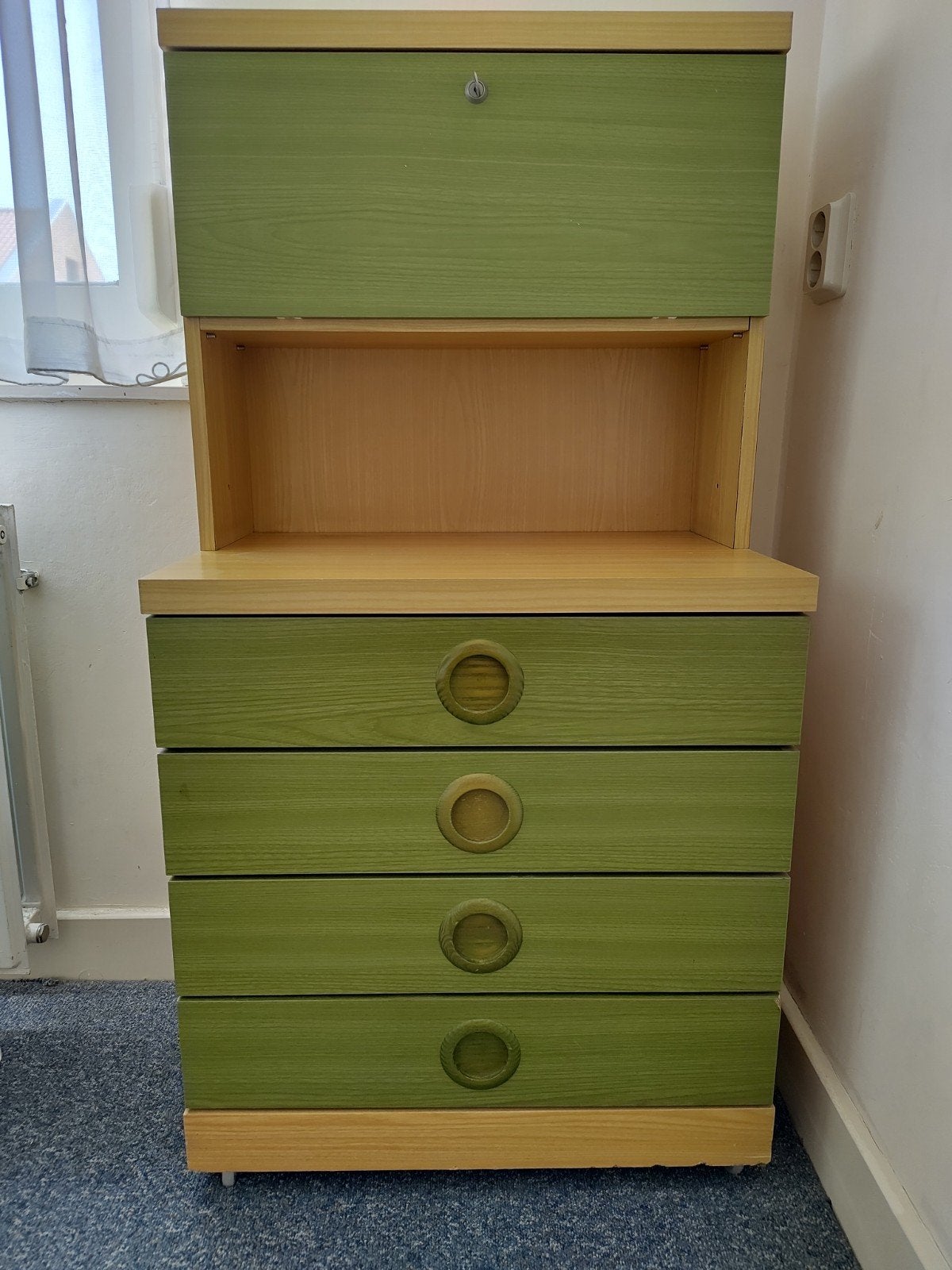 Jaren '60 Scandinavisch Space Age Bureau Secretaire Kast, Ophalen, Huis en Inrichting