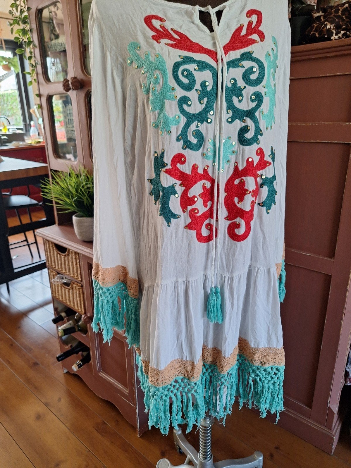 Jurk maat m l ibiza boho style, Maat 38/40 (M), Wit, Ophalen of Verzenden, Zo goed als nieuw