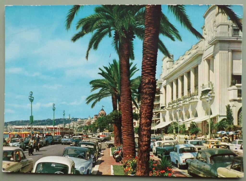 Nice - Frankrijk - Promenade - oude autos - DS Renault, Ophalen of Verzenden, 1960 tot 1980, Gelopen, Frankrijk