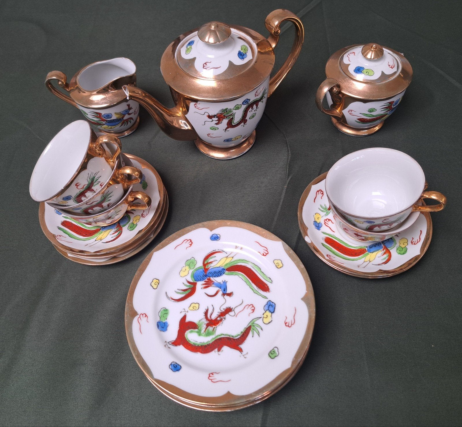 Vintage Singapore Draak Theeservies - Jaren '50, Antiek en Kunst, Antiek | Servies compleet, Ophalen