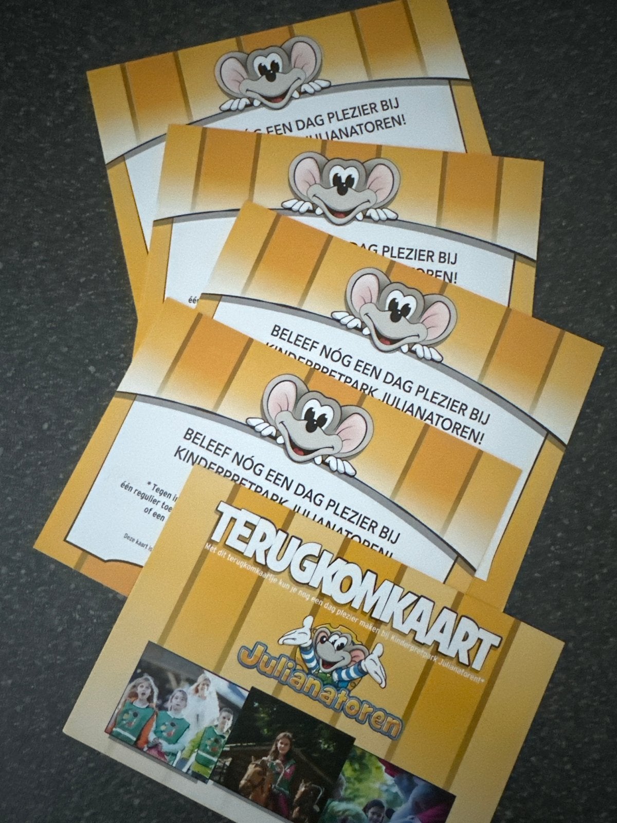 Terugkomkaartjes julianatoren 5 stuks, Tickets en Kaartjes