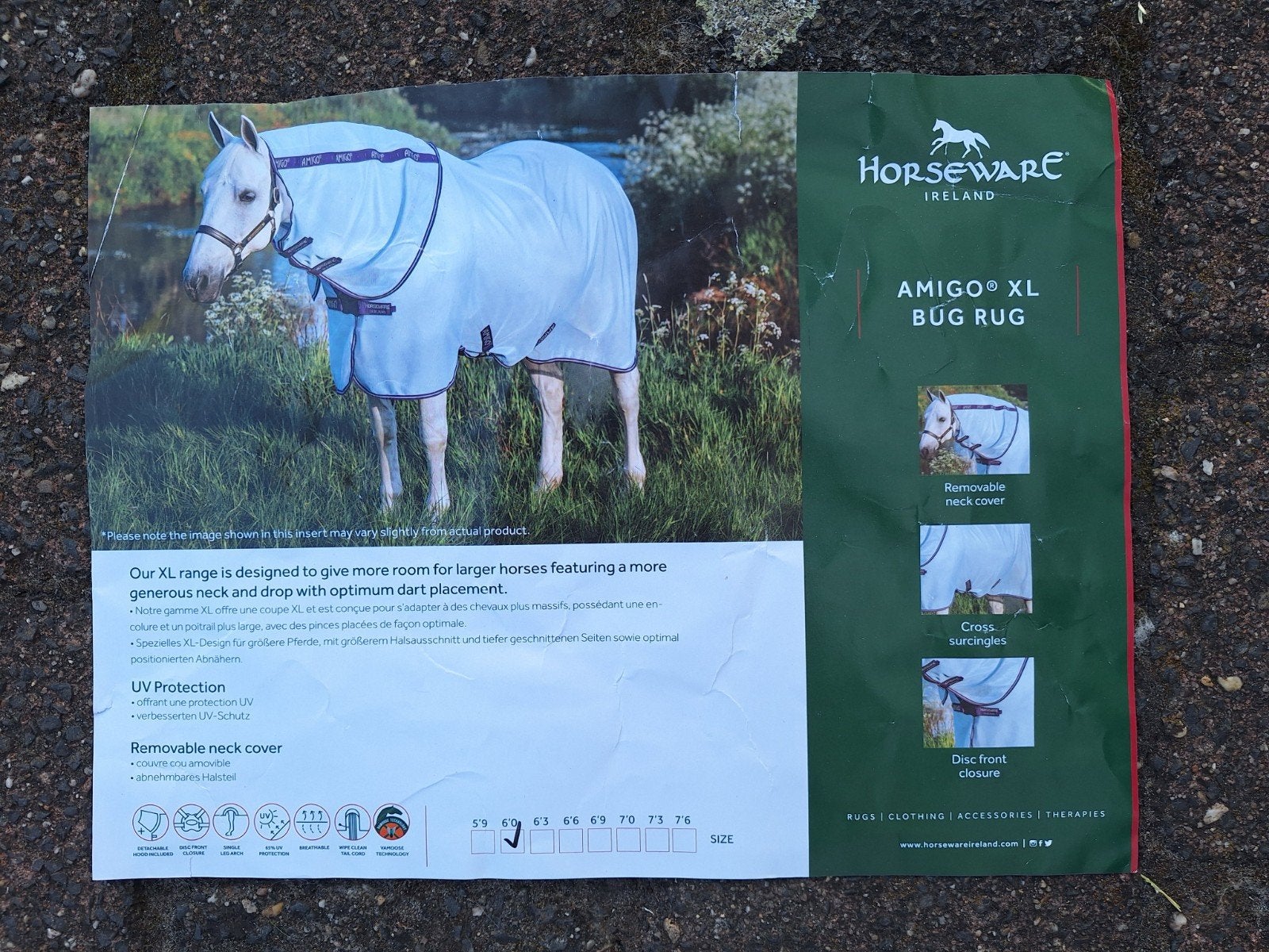 Horseware Amigo XL bug rug 6.0, Dieren en Toebehoren, Full (L), Afneembare hals, Wit, Vliegendeken