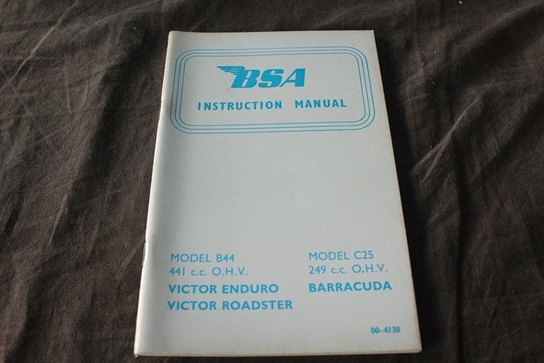 BSA B44 Victor C25 Barracuda motorcycle instruction manual, Motoren, Ophalen of Verzenden, Overige merken